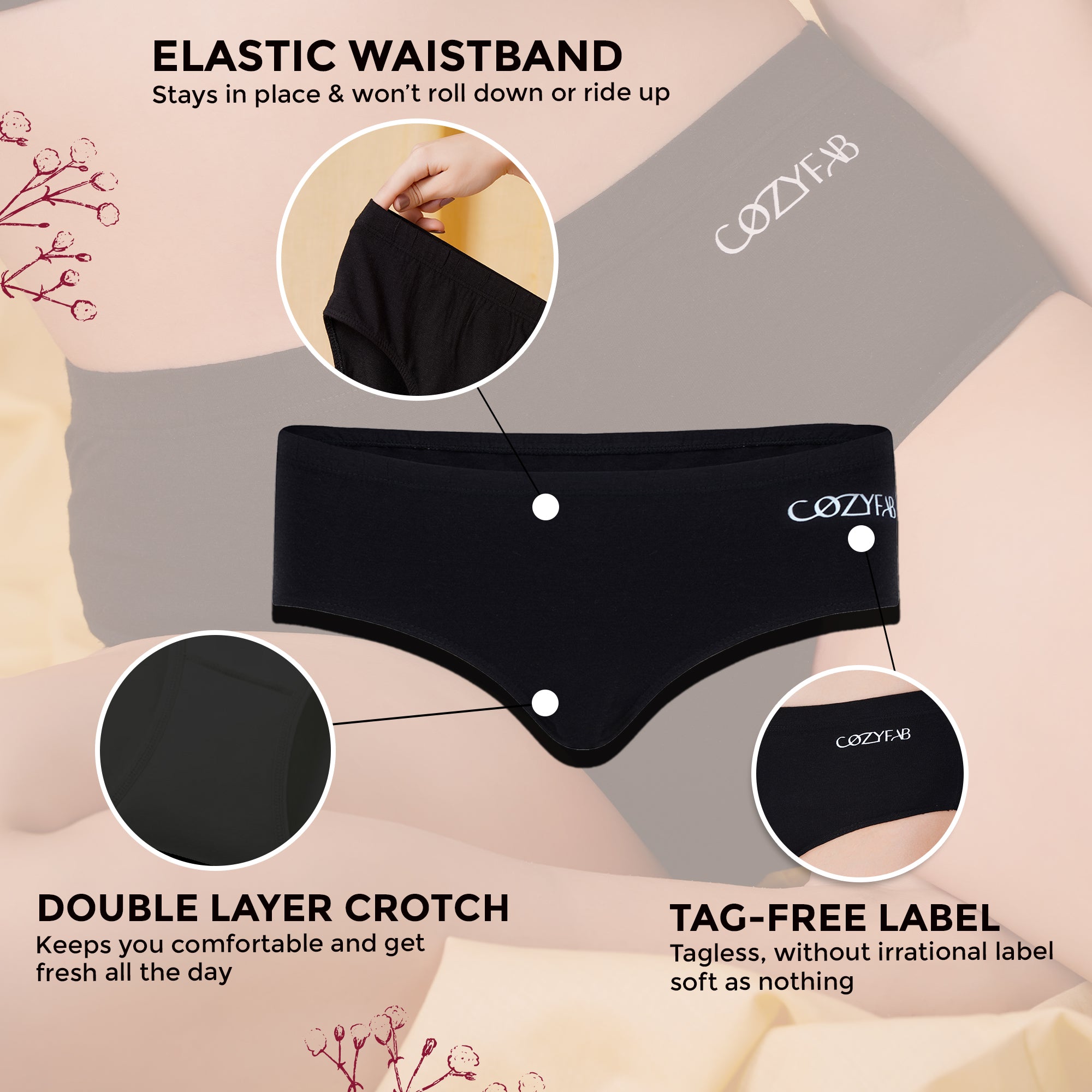 CozyFab Bamboo Cotton Hipster