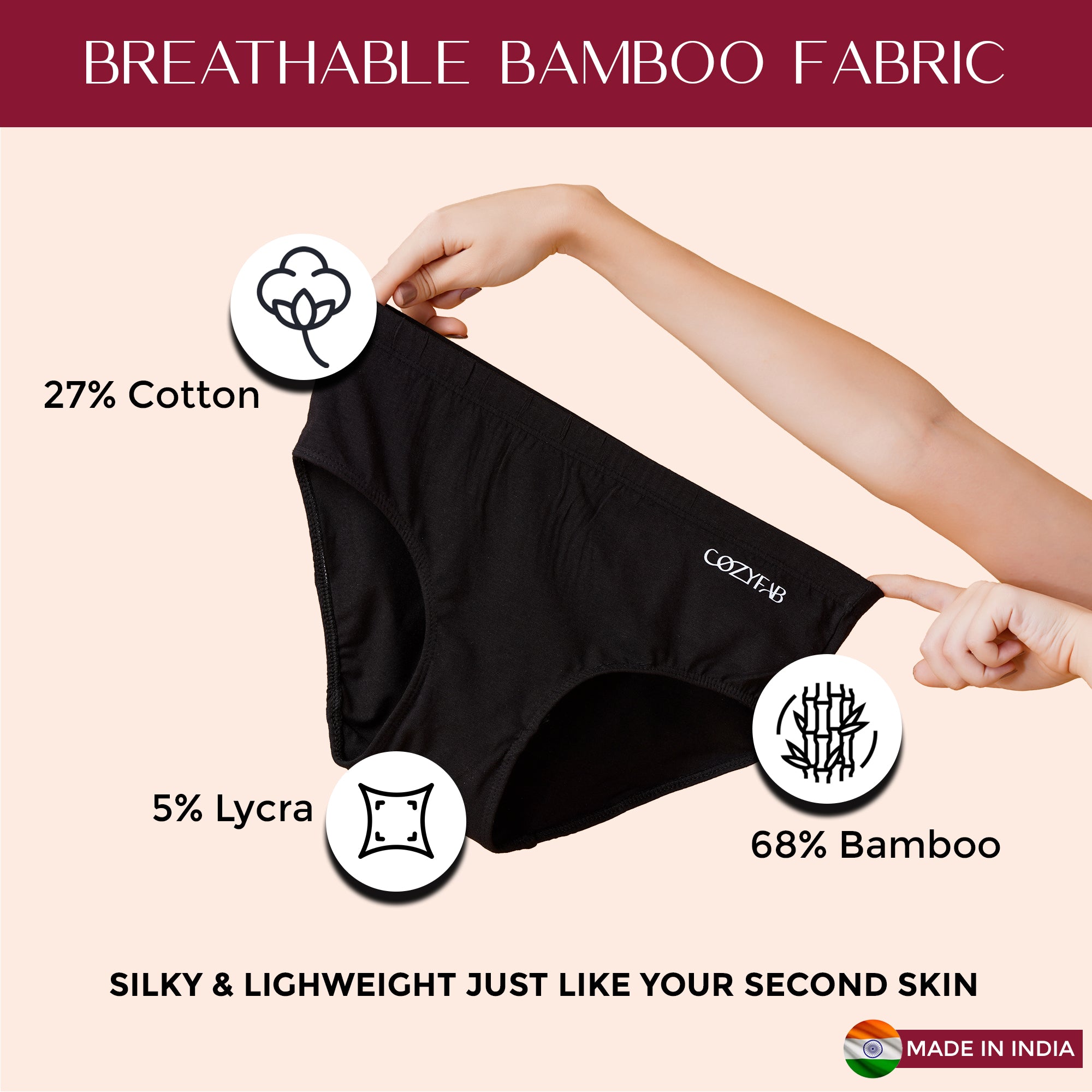 CozyFab Bamboo Cotton High-Rise Hipster